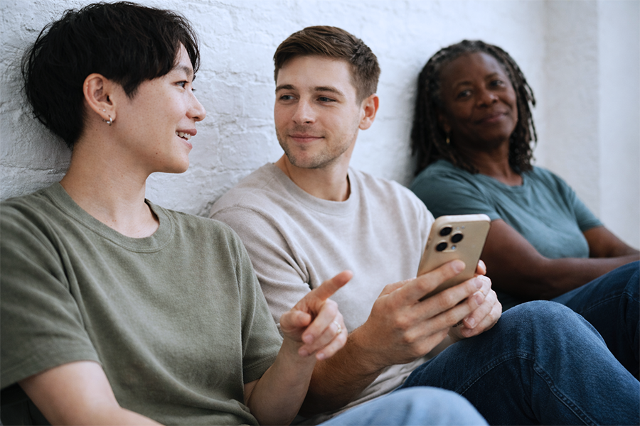 Person using the Evive platform on a mobile device